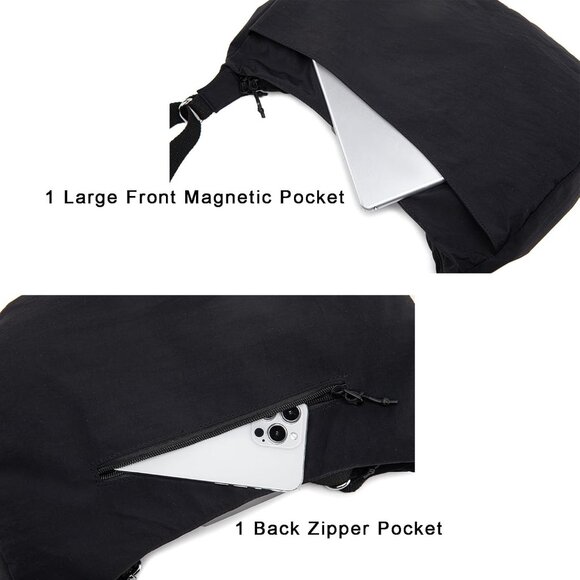 Lightweight Crescent Bag Nylon Crossbody Bags for Women Multi-Pocket Sling Hobo - Picture 5 of 7